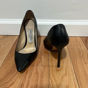 Jimmy Choo Black Leather Stiletto Pumps Size 35.5 - Pre-Owned